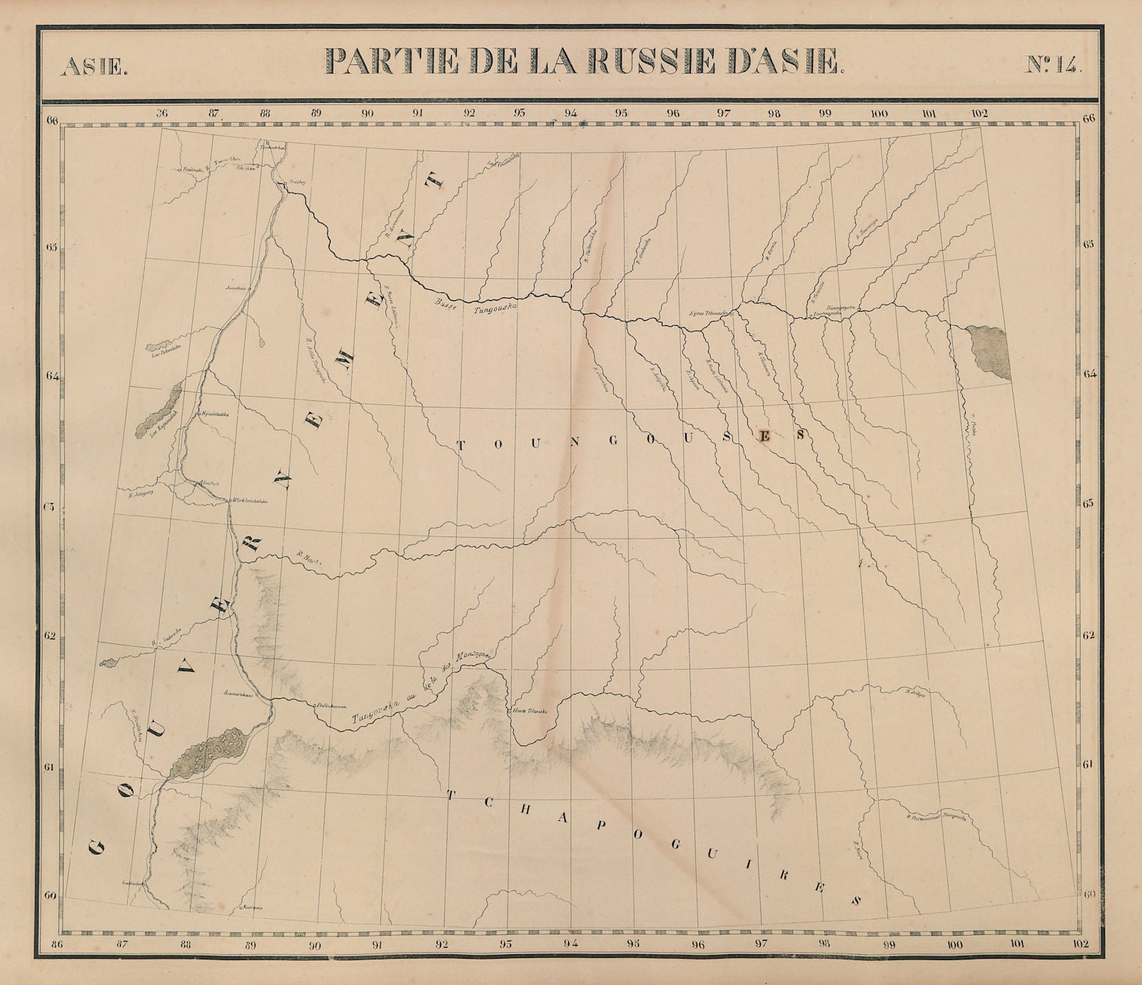 Russie d'Asie #14 Central Siberia Russia. Yenisei basin. VANDERMAELEN 1827 map